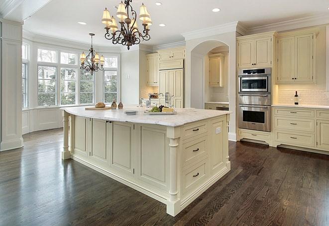 bright and airy dining room with laminate floors in Holmes Beach, FL